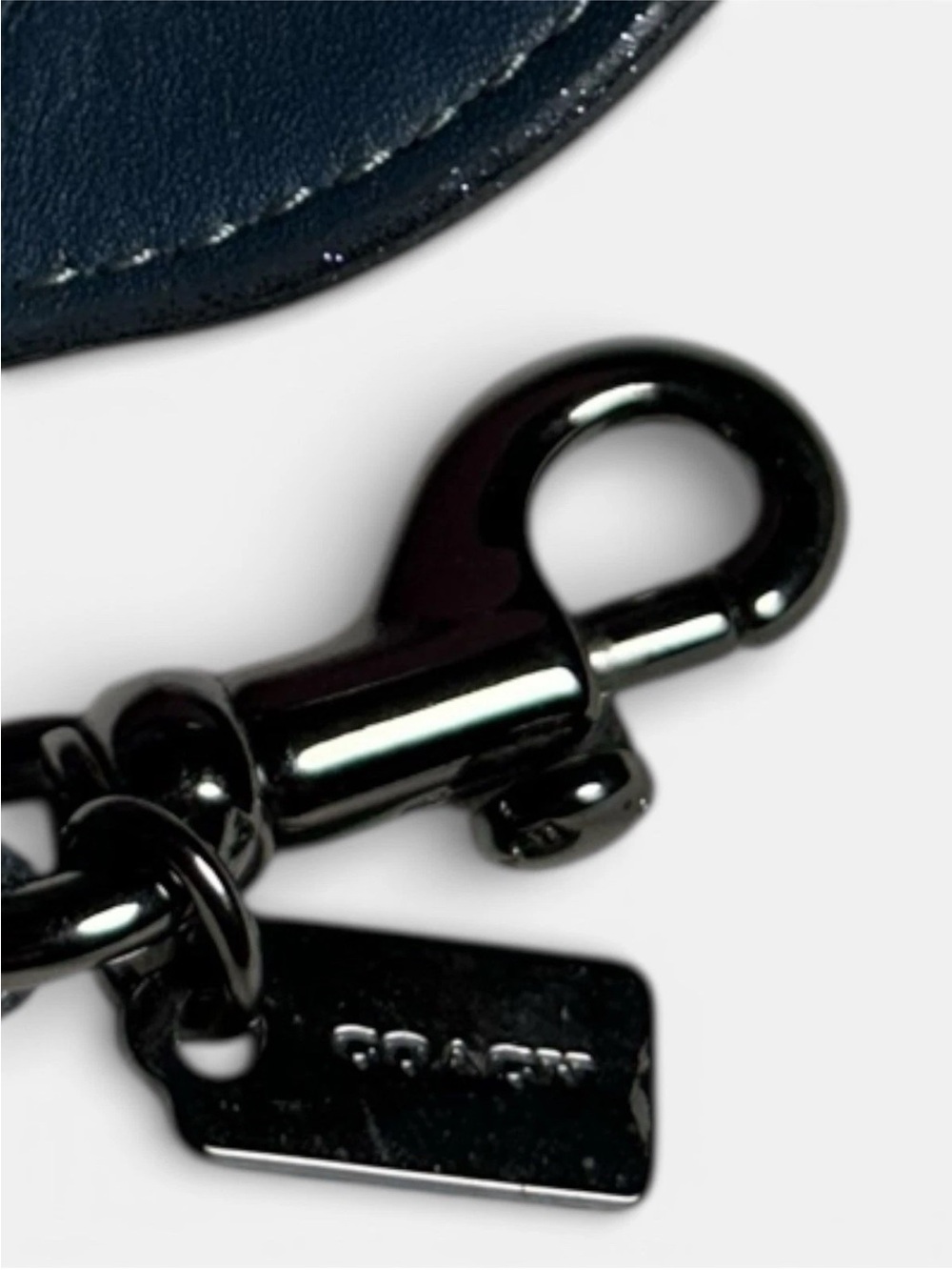 Coach Sharky Coin Purse/Bag Charm, Blue Glove Tanned Leather, Pewter Hardware - Picture 4 of 7